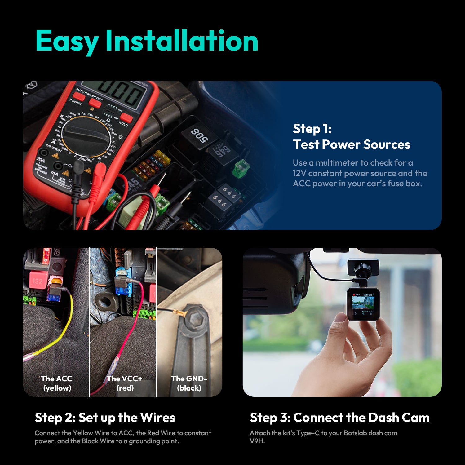 Hardwire-Kit Typ C Exklusiv für BOTSLAB Dash Cam G980H Pro/ G980H