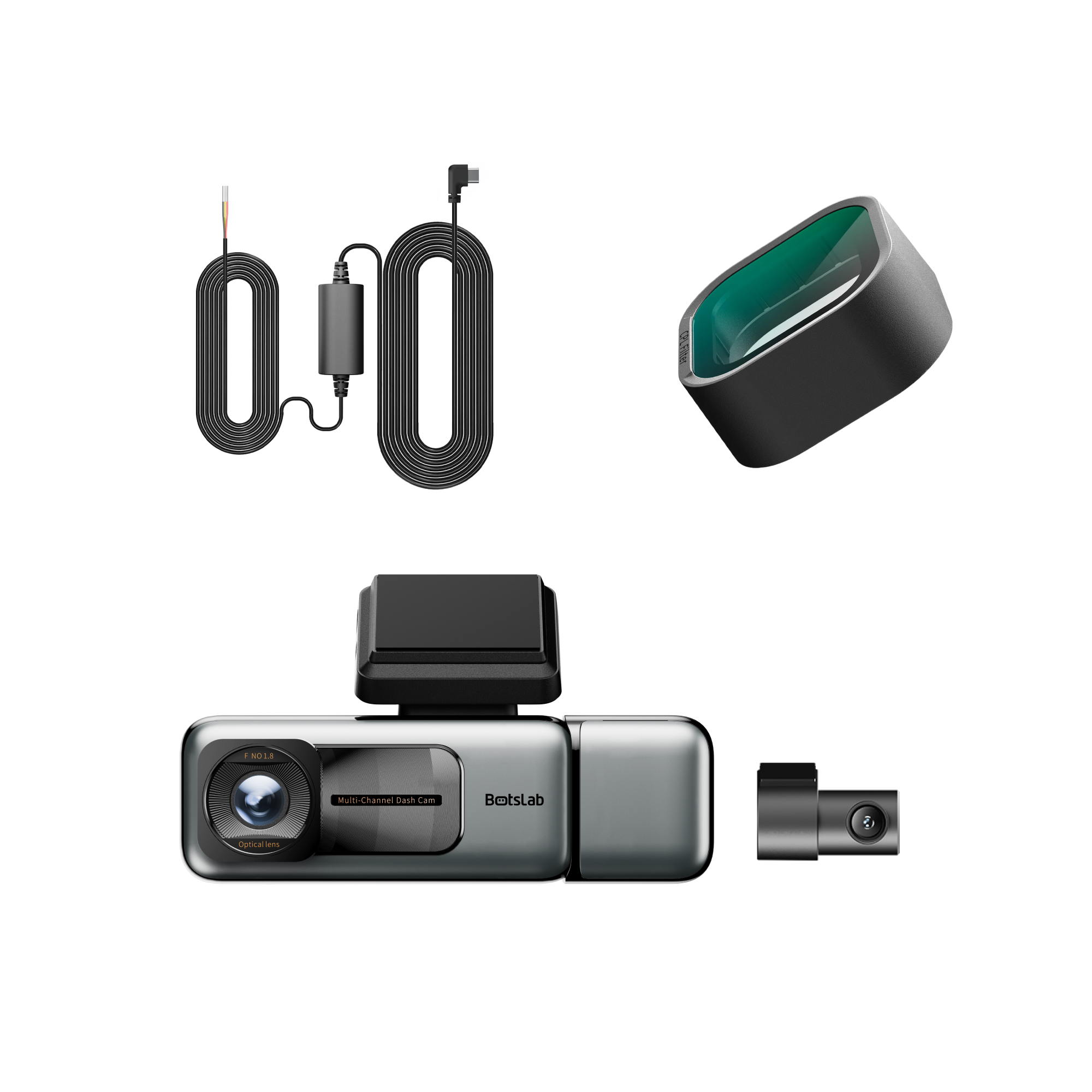 G980H 3-Camera Dash Cam (EU) + CPL Filter & Type-C Hardwire