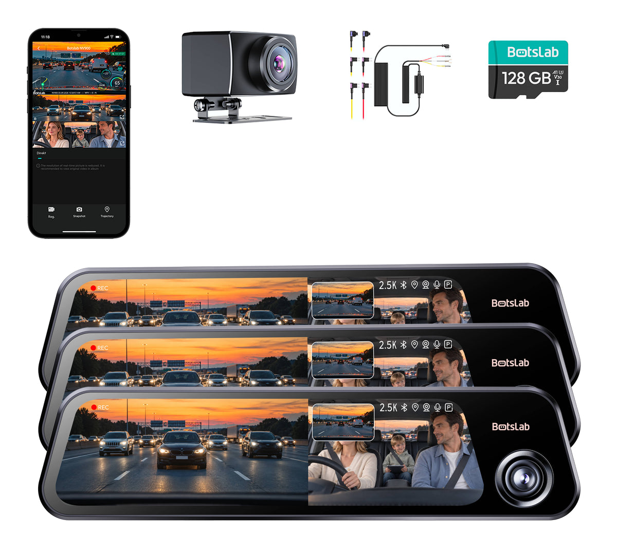 Nightvue Réckspigeldashcam NV900 (3 Päck)