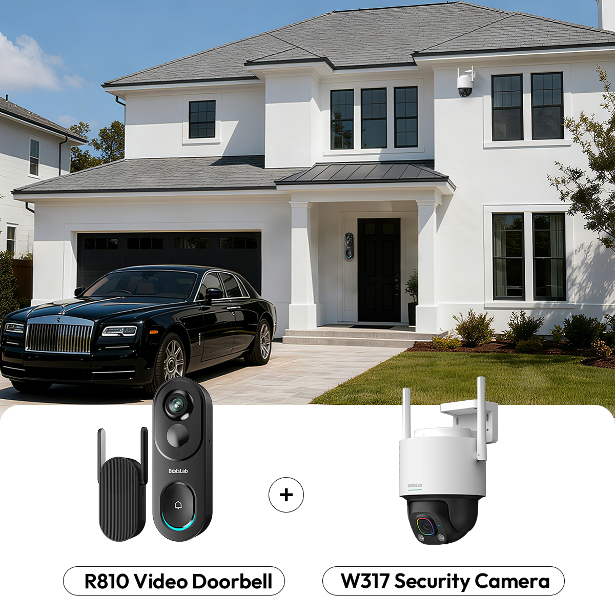 Bundle sicurezza domestica: videocamera da esterno W317 + videocitofono R810