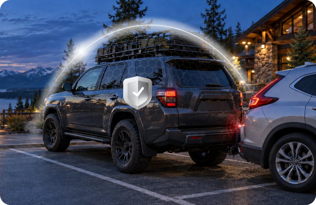 SUV σταθμευμένο, προστατευμένο από ανίχνευση σύγκρουσης
