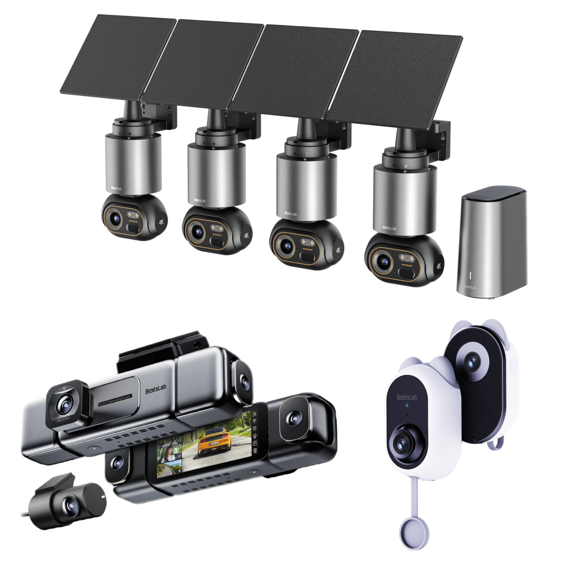 Ensemble de sécurité pour la maison et la voiture : kit de 4 caméras W510 + caméra embarquée G980H à 4 caméras + caméra de fenêtre W101